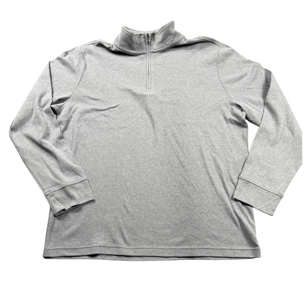 Fair Harbor Seawool‎ Organic Cotton Quarter Zip Pullover Heather Gray Mens XL